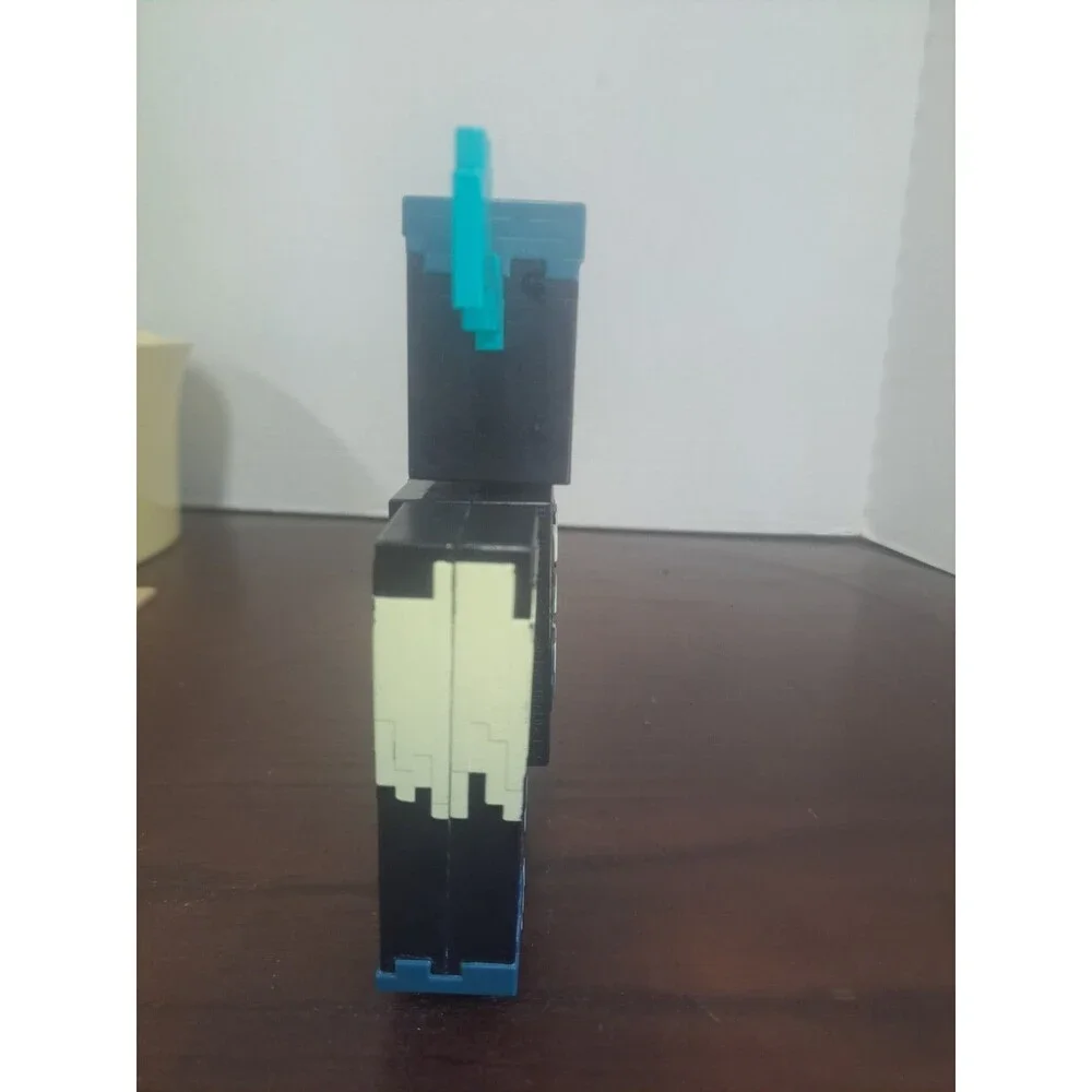 Minecraft Warden Figure Toy, Articulated Block Style, Black/Blue Untested